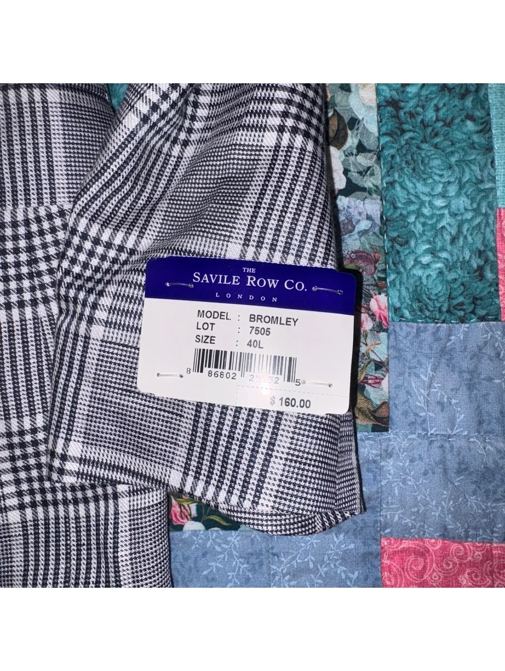 The Savile Row Co. NEW $160 Bromley Slim Men's Blazer Jacket 40L Gray Plaid NWT